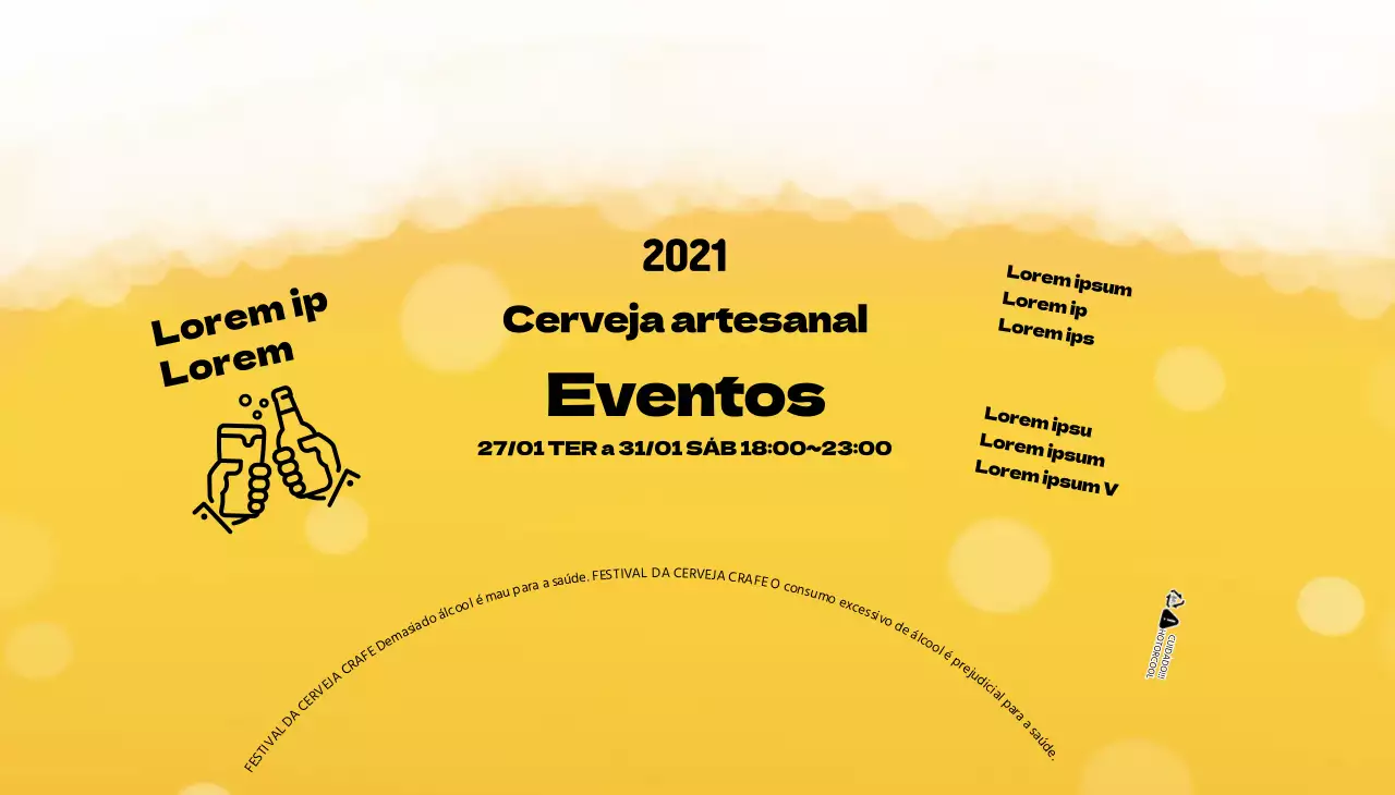 Ilustração de espuma amarela de um festival de cerveja artesanal