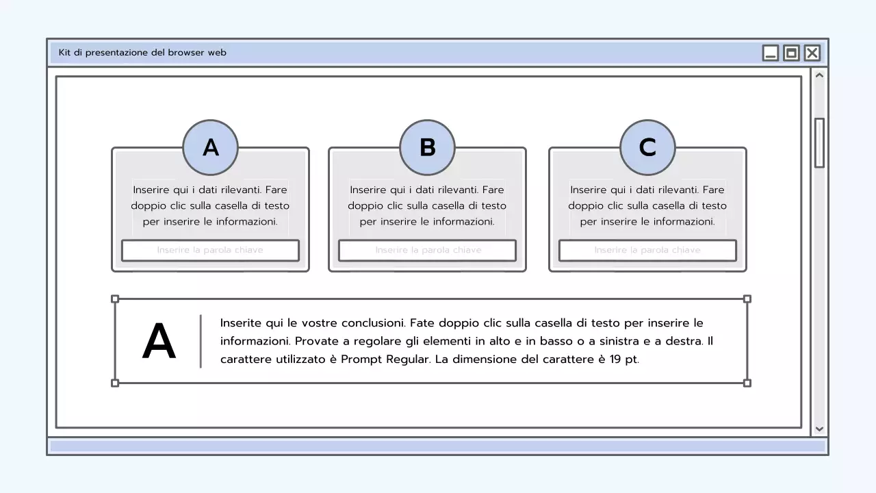 Kit di presentazione con concetto di browser blu chiaro