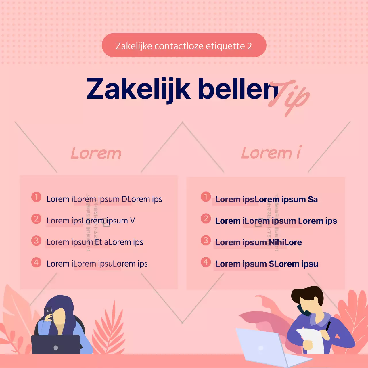 Roze en blauwe contactloze zakelijke etiquette