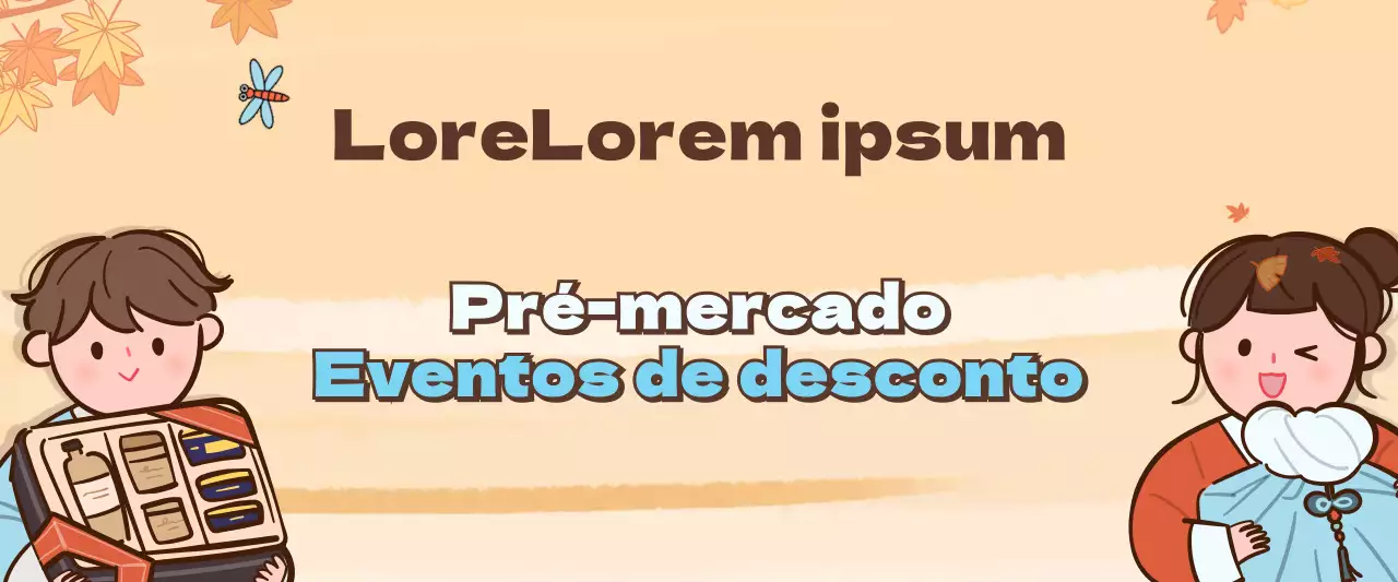Desconto num conceito de ilustração animada de outono em laranja e azul claro
