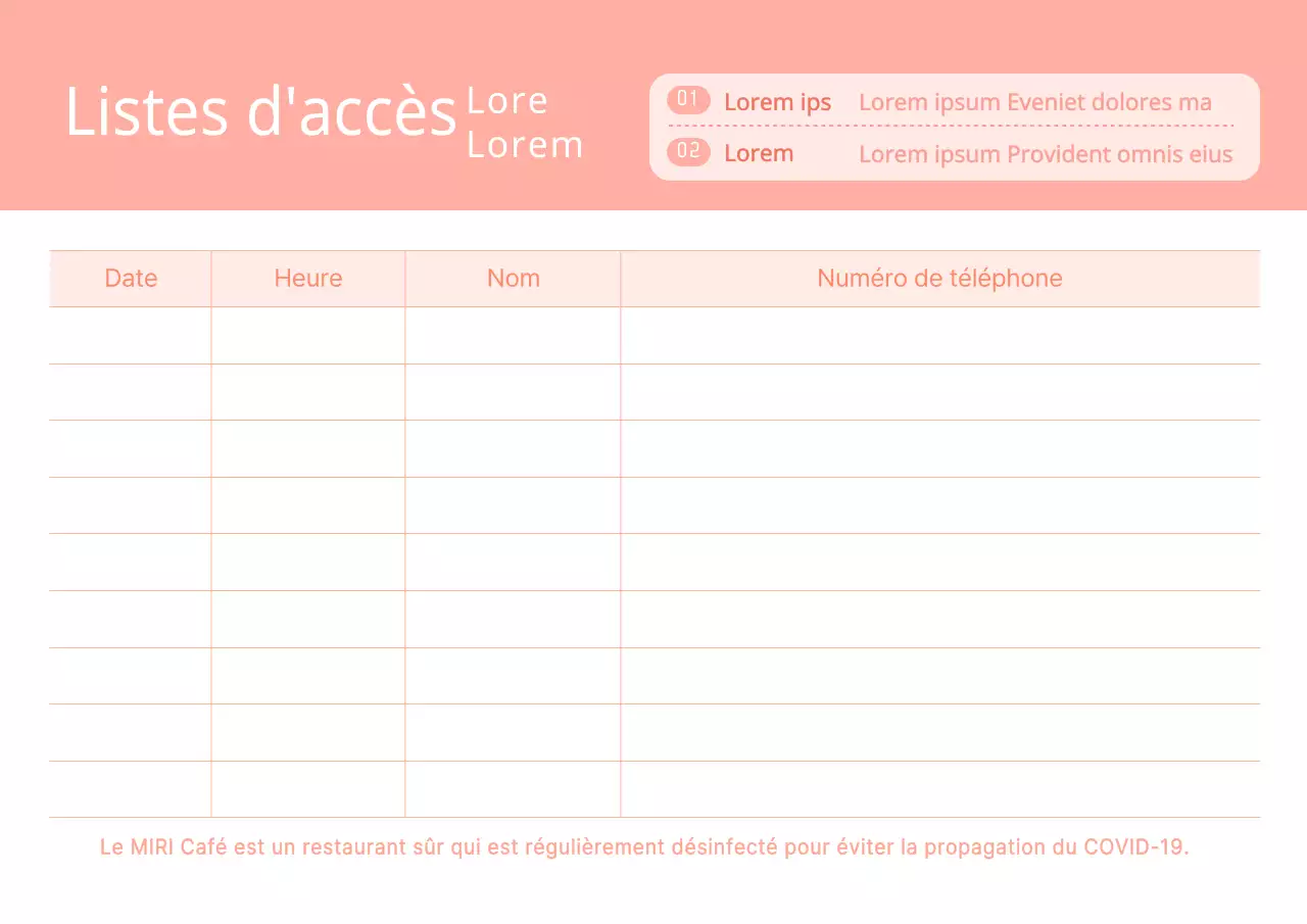 Liste d'invités rose, style simple corona