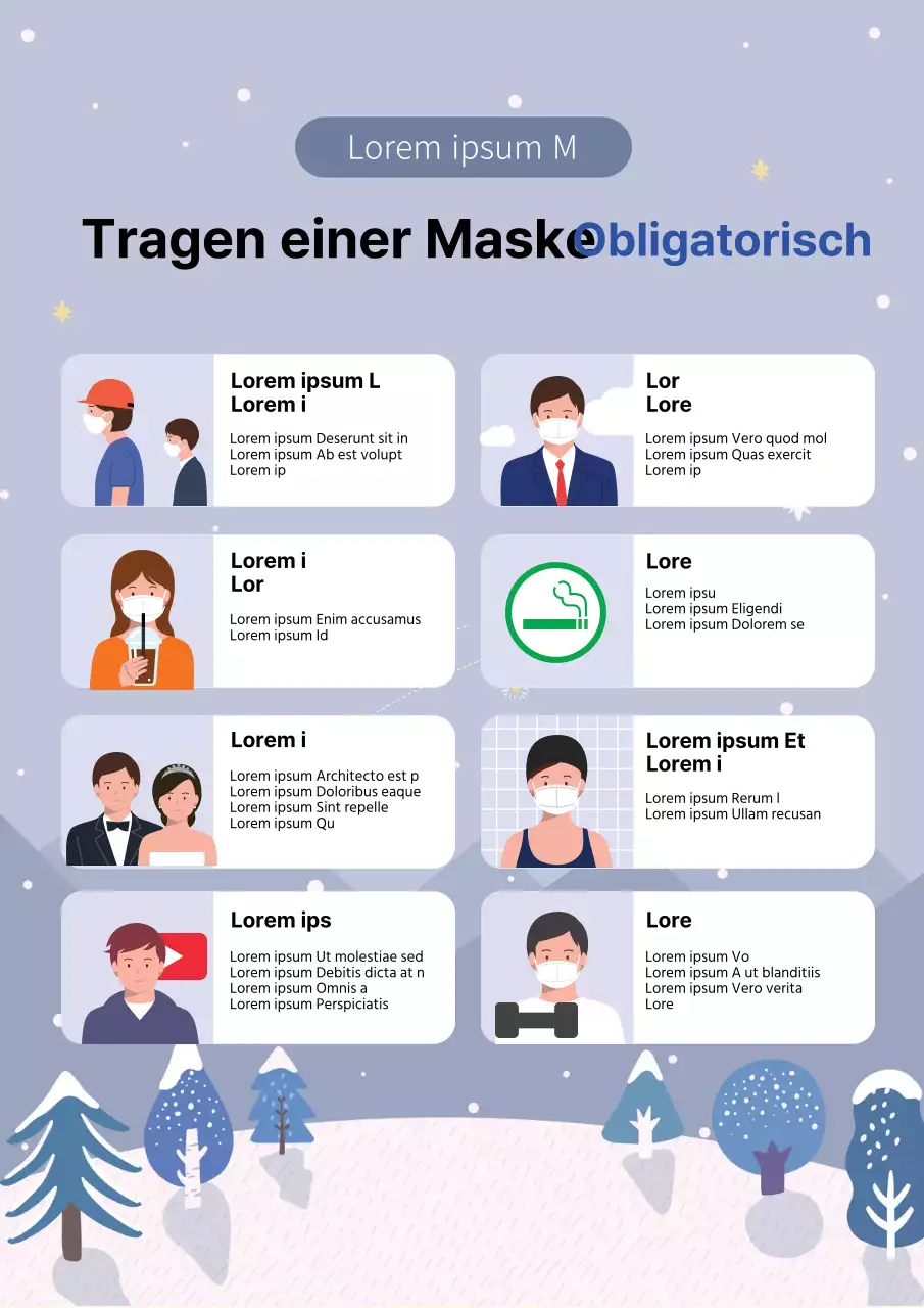 Einfacher blauer illustrierter Leitfaden zur Prävention des Coronavirus