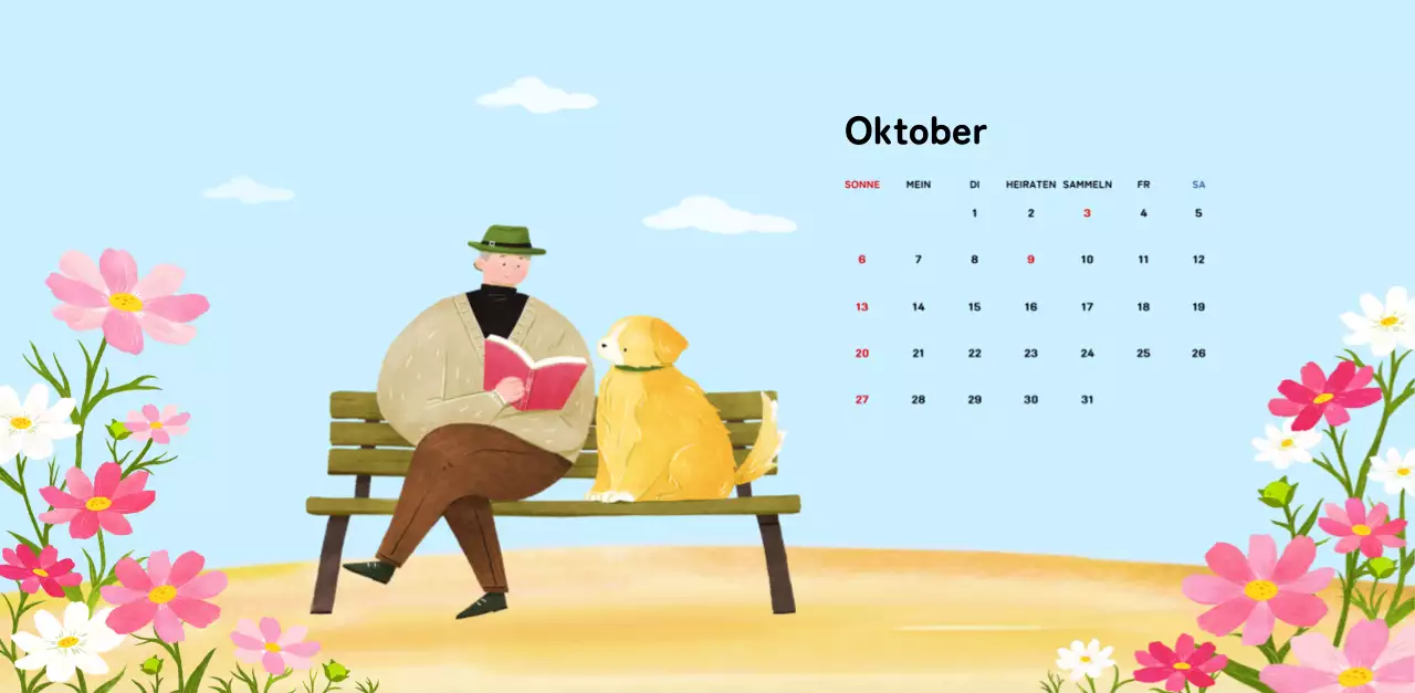 Ein warmer, illustrierter Kalender für das neue Jahr