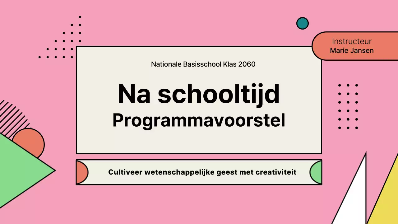 Portfolio met voorstellen voor roze naschoolse programma's