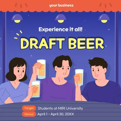 Blue Trendy Beer Promotion Social Media Post