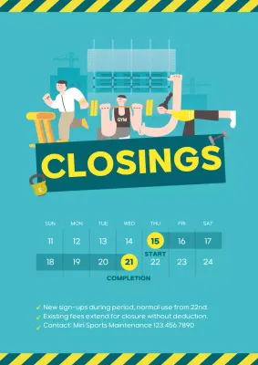 Teal Modern Gym Announcement Poster