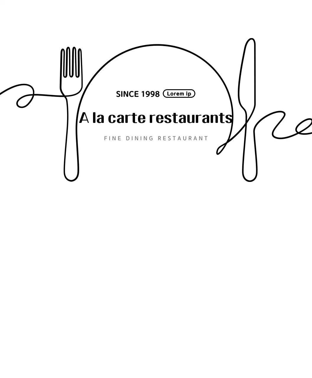 Gaya logo restoran sederhana dalam warna putih dan hitam