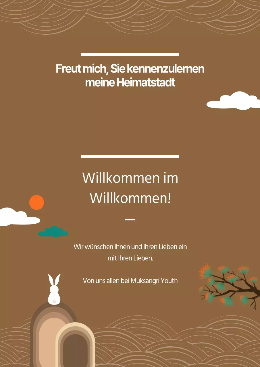 Netter Urlaubsgruß mit brauner, orientalisch inspirierter Hintergrundillustration