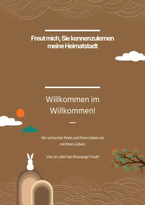 Netter Urlaubsgruß mit brauner, orientalisch inspirierter Hintergrundillustration