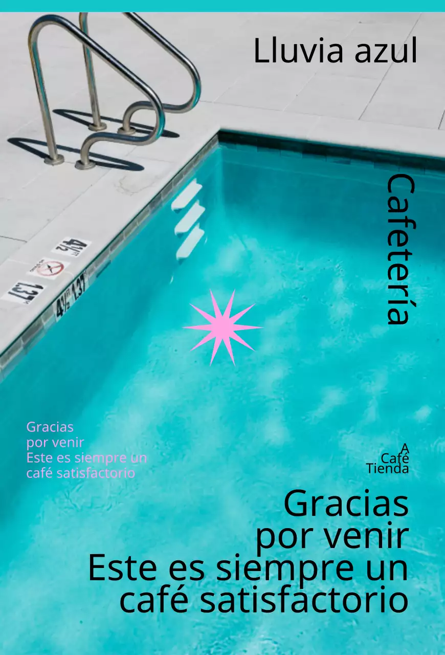 Promocione su cafetería con un fondo de inspiración vintage junto a la piscina