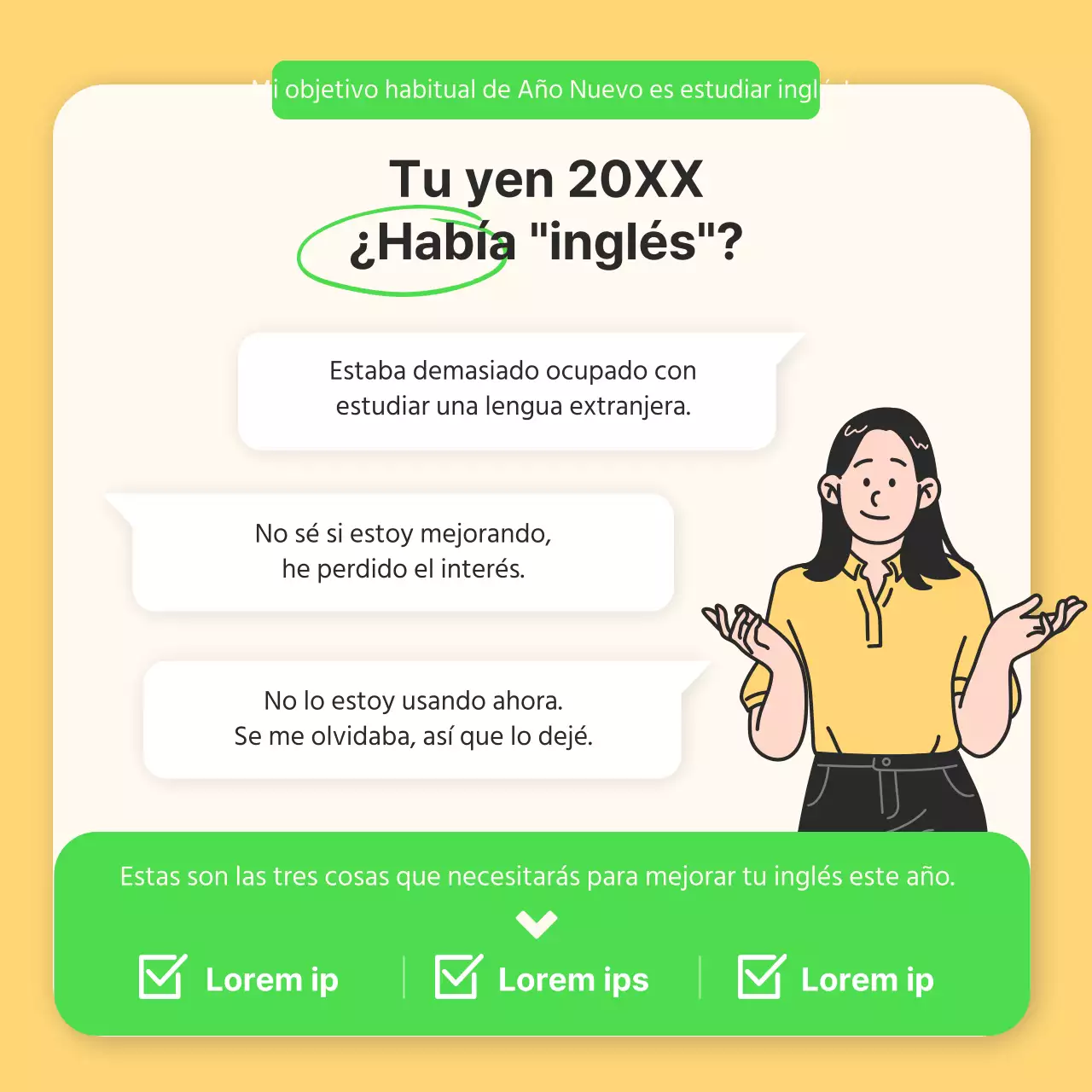 Reto de Hábitos Ingleses de Año Nuevo en chartreuse y amarillo