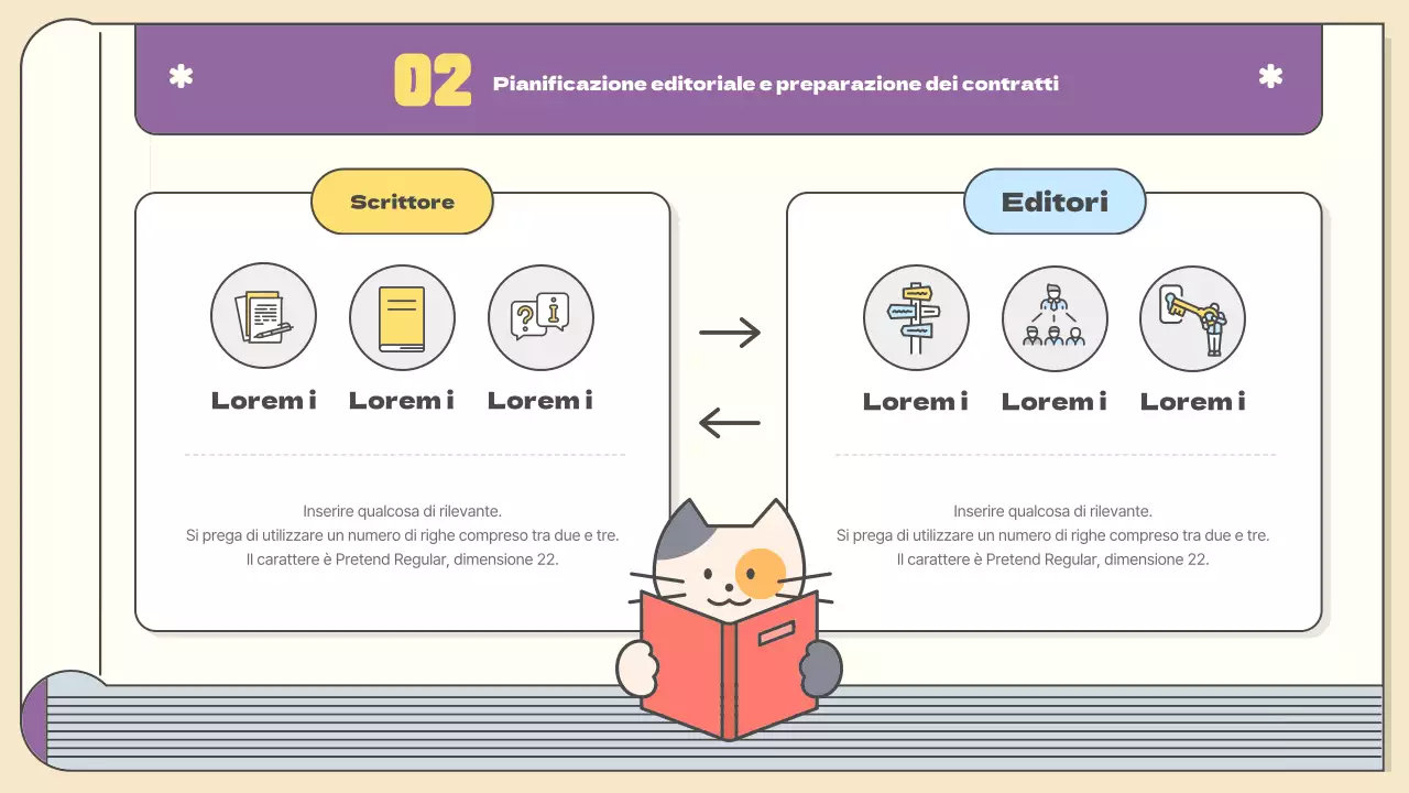 Pianificazione di pubblicazioni kitsch in giallo e viola Materiale didattico