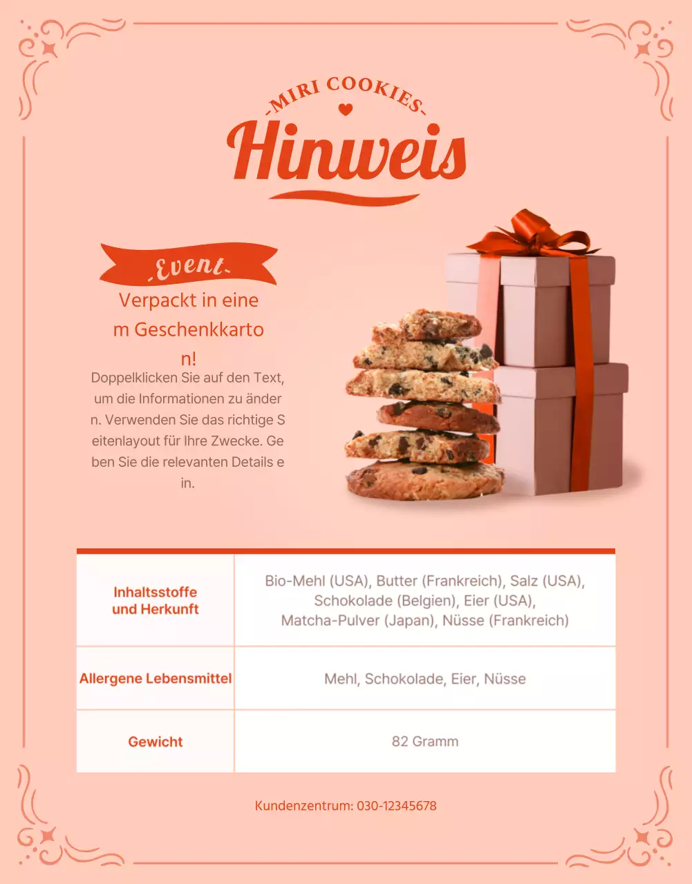 Bestellung von rosa und roten Keksen