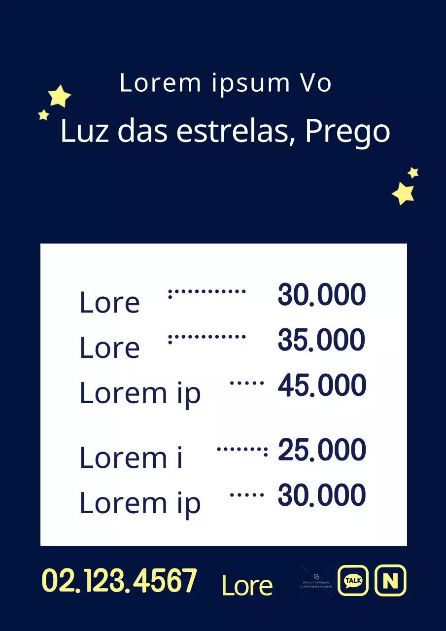 Promover um menu de nail art simples com uma ilustração de uma estrela azul-marinho