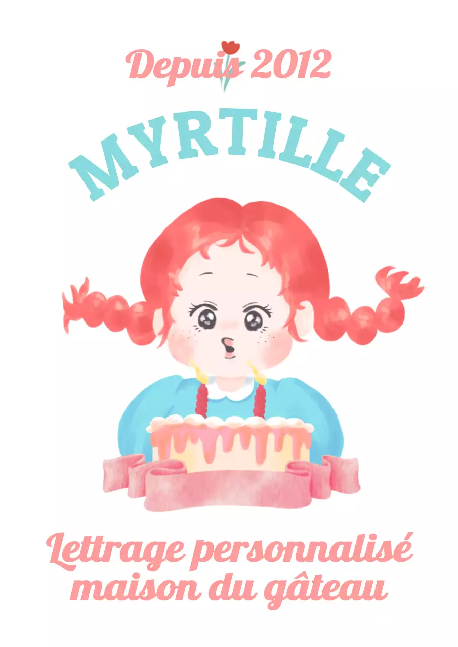 Concept de dessin à l'aquarelle en bleu clair et rose pour la promotion et la signalisation d'une boutique de gâteaux faits à la main.