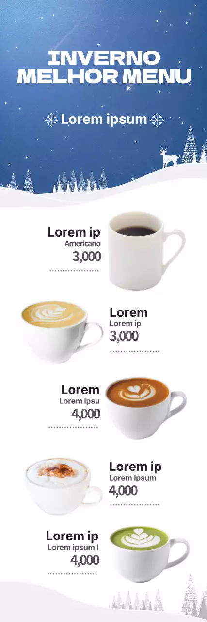 Promova o seu menu de café de inverno