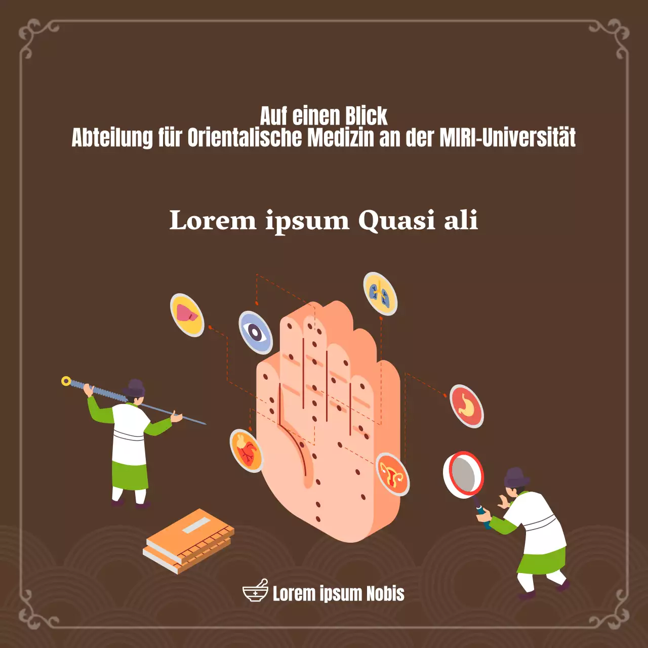 Einführung in die Chinesische Medizin Illustrationskonzept in Brauntönen