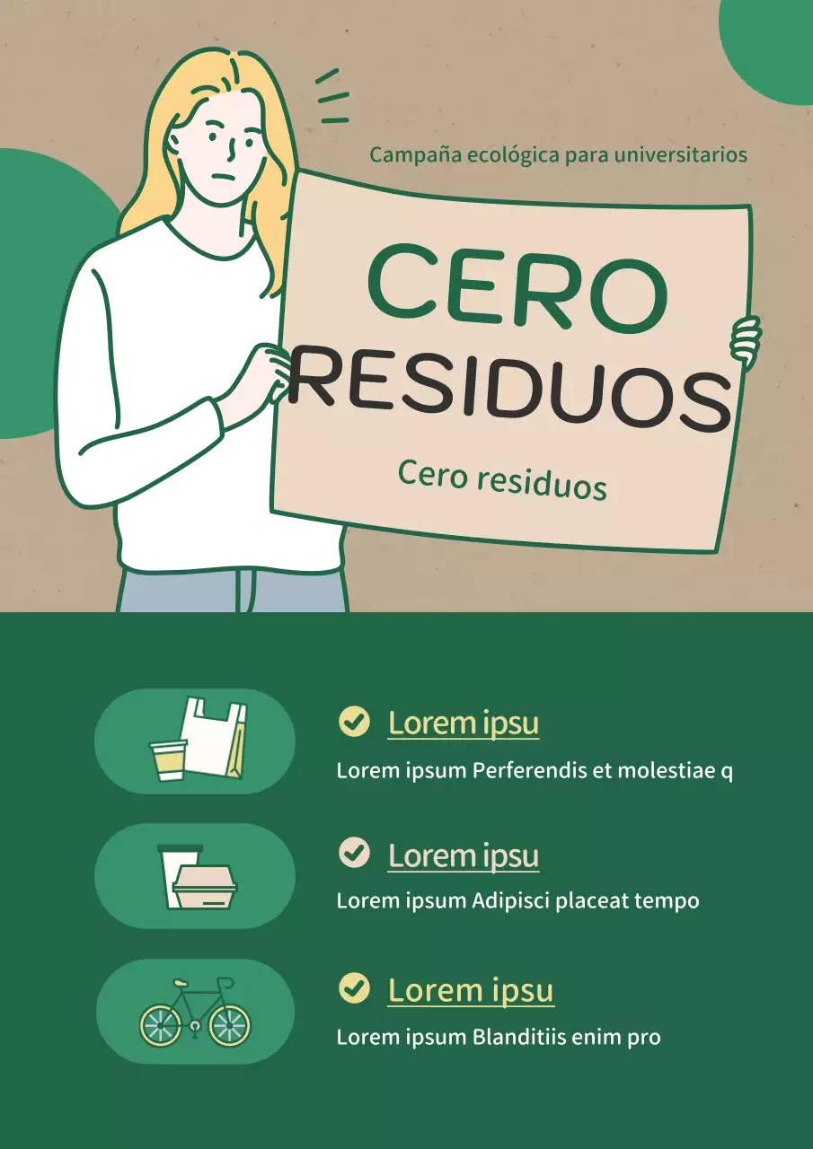 Campaña webposter sobre respeto del medio ambiente en verde beige