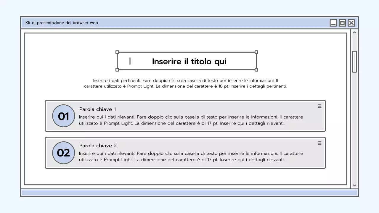 Kit di presentazione con concetto di browser blu chiaro