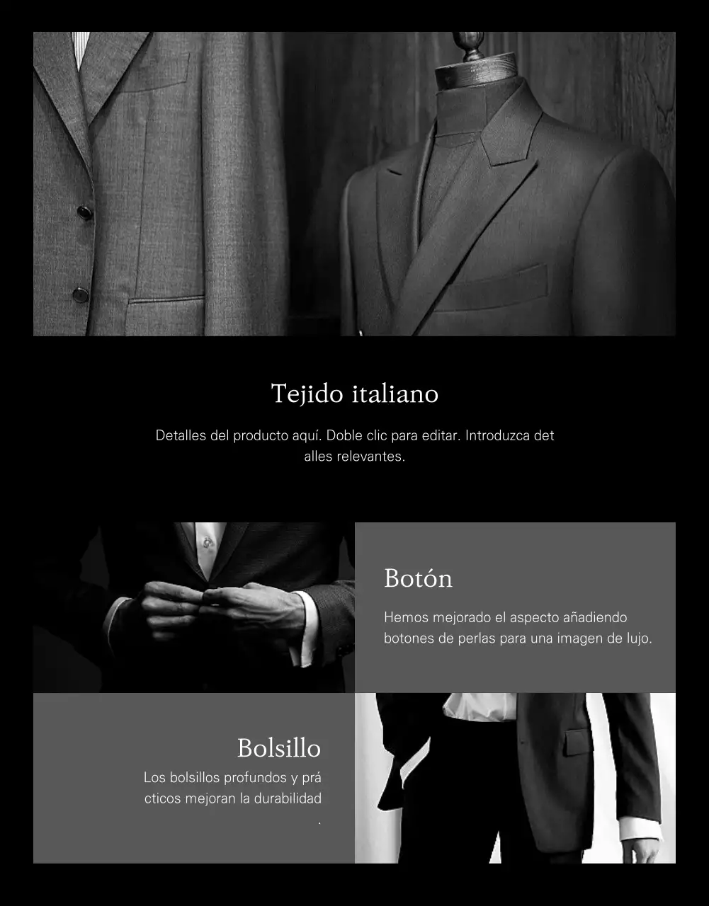 Página detallada de la tienda especializada en trajes de caballero y alquiler de trajes Greytone