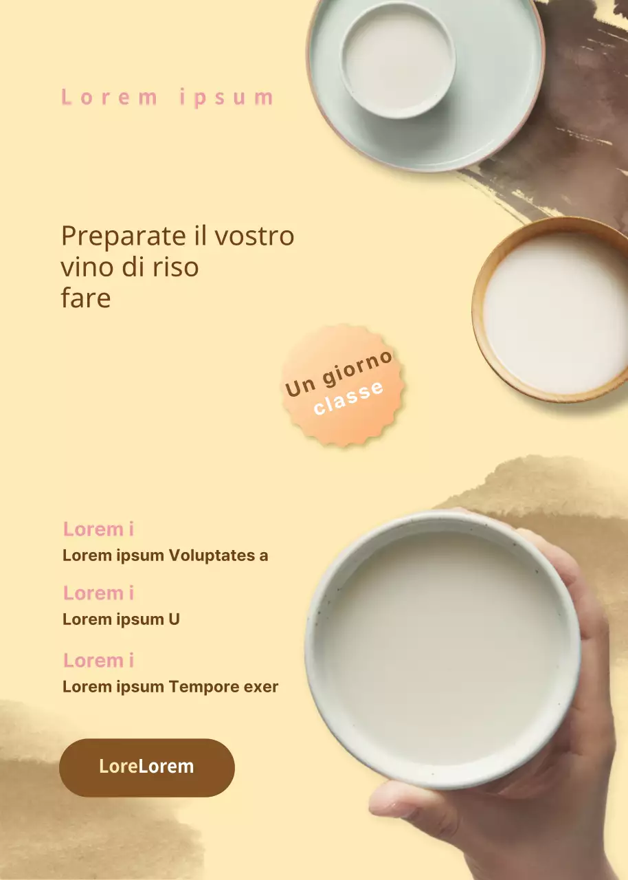 Tema tradizionale del vino di riso nei toni del beige