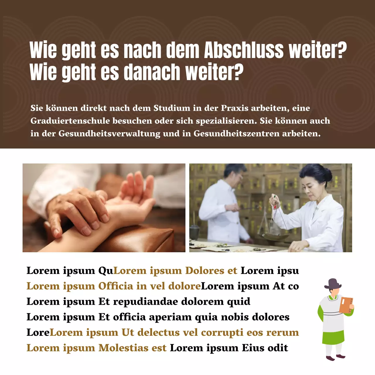 Einführung in die Chinesische Medizin Illustrationskonzept in Brauntönen