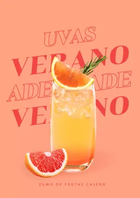 Carta de bebidas de verano con toques naranjas y rojos