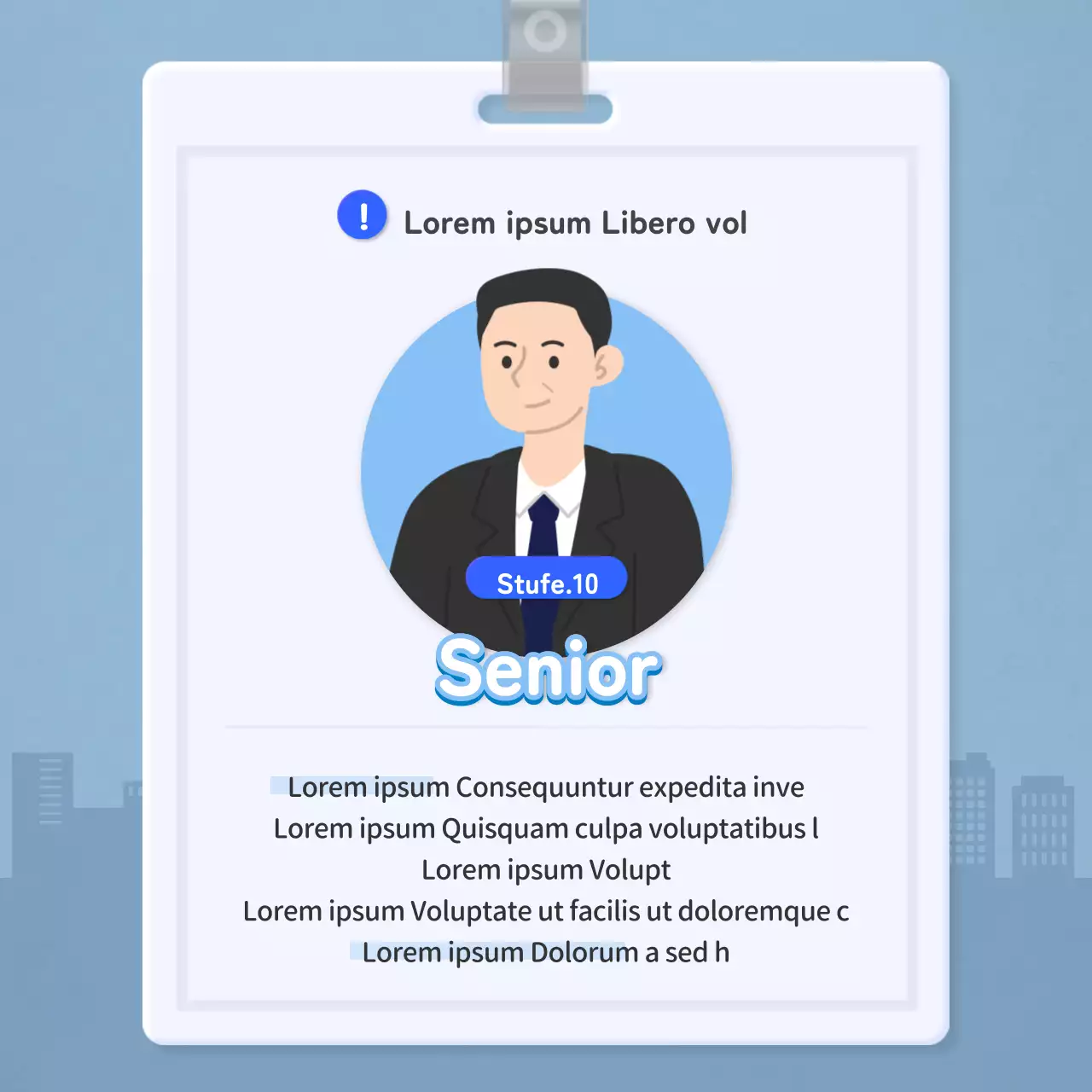 Checkliste für die Arbeitsebene mit orangefarbenem Mitarbeiterkartenkonzept