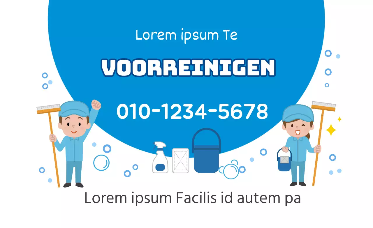 Schattige schoonmaakdienst met blauwe illustratie