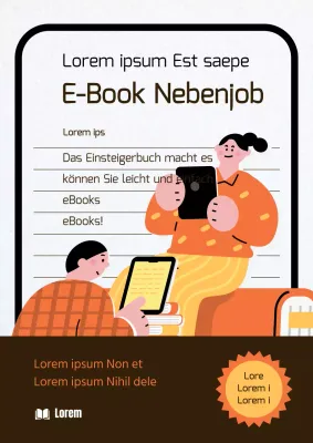 Ebook Nebenerwerb mit strukturiertem Papierhintergrund und orangefarbenen Illustrationen