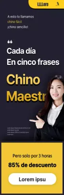 Promoción escolar con texto resaltado en amarillo y negro