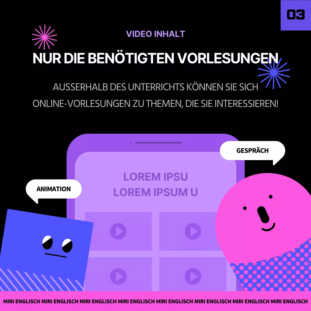 Englischer Masterstudiengang in Schwarz und Lila