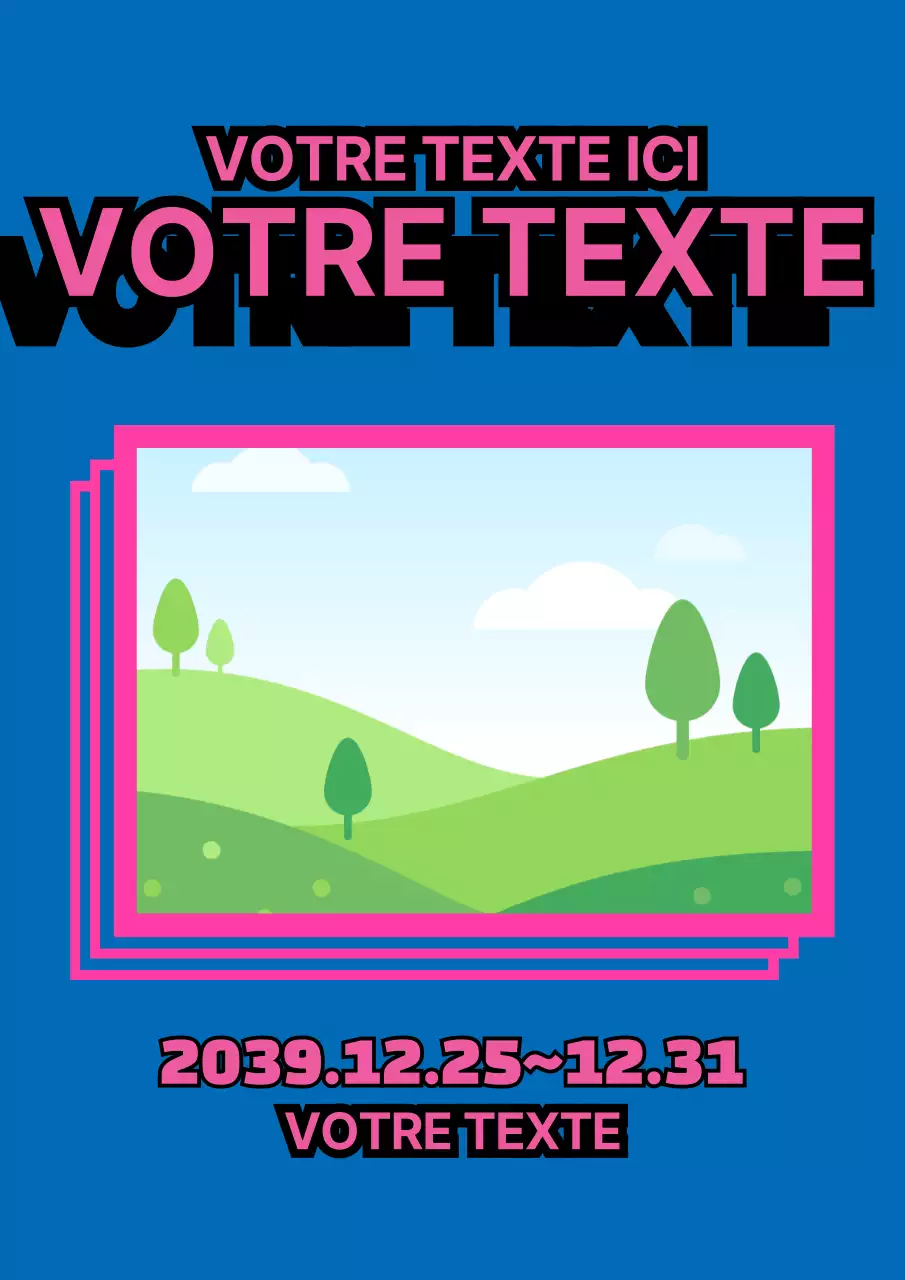 Matériel promotionnel simple et branché avec des photos et des cadres bleus et roses