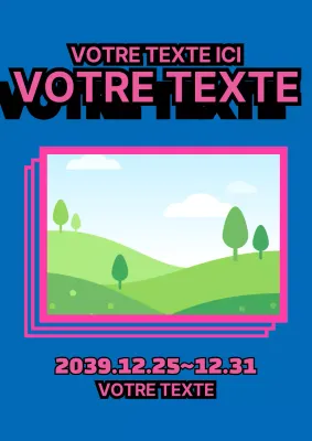 Matériel promotionnel simple et branché avec des photos et des cadres bleus et roses