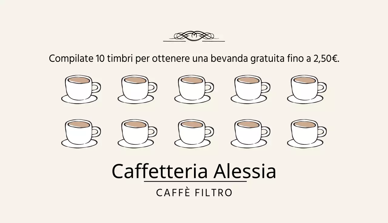 Biglietto da visita per coupon caffè