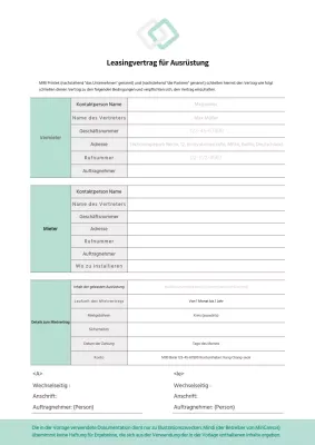 Geräteleasingvertrag Vertrag Geräteleasing Geschäftsdokument in Grau- und Grüntönen