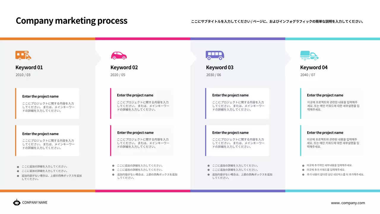 カラフル モダン マーケティング 企画書 インフォグラフィック