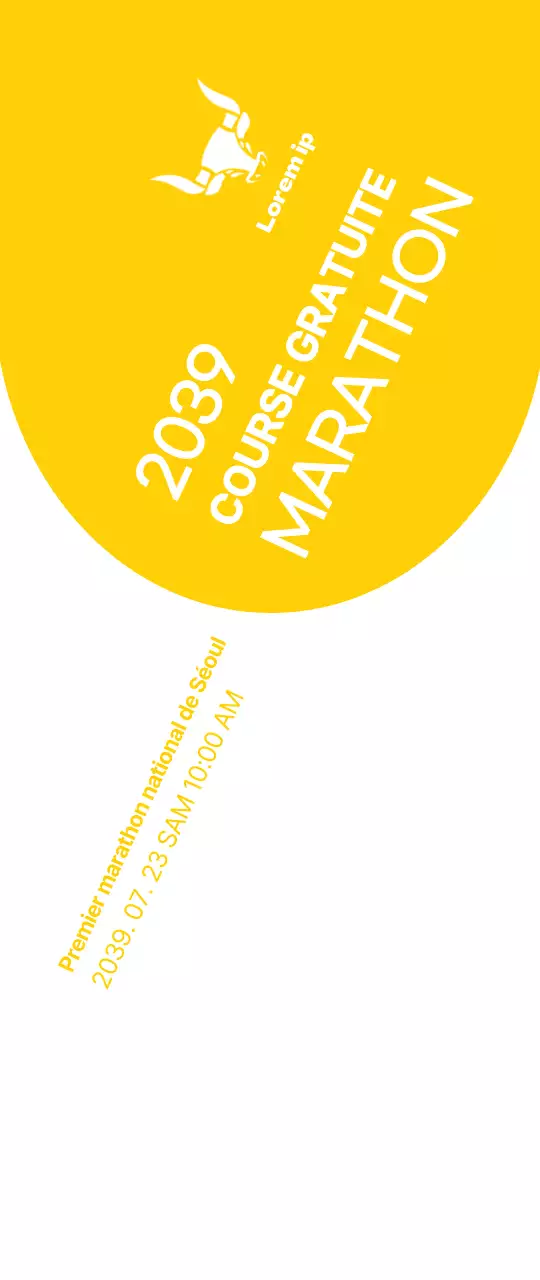 Style simple en jaune et blanc pour l'information et la promotion du marathon