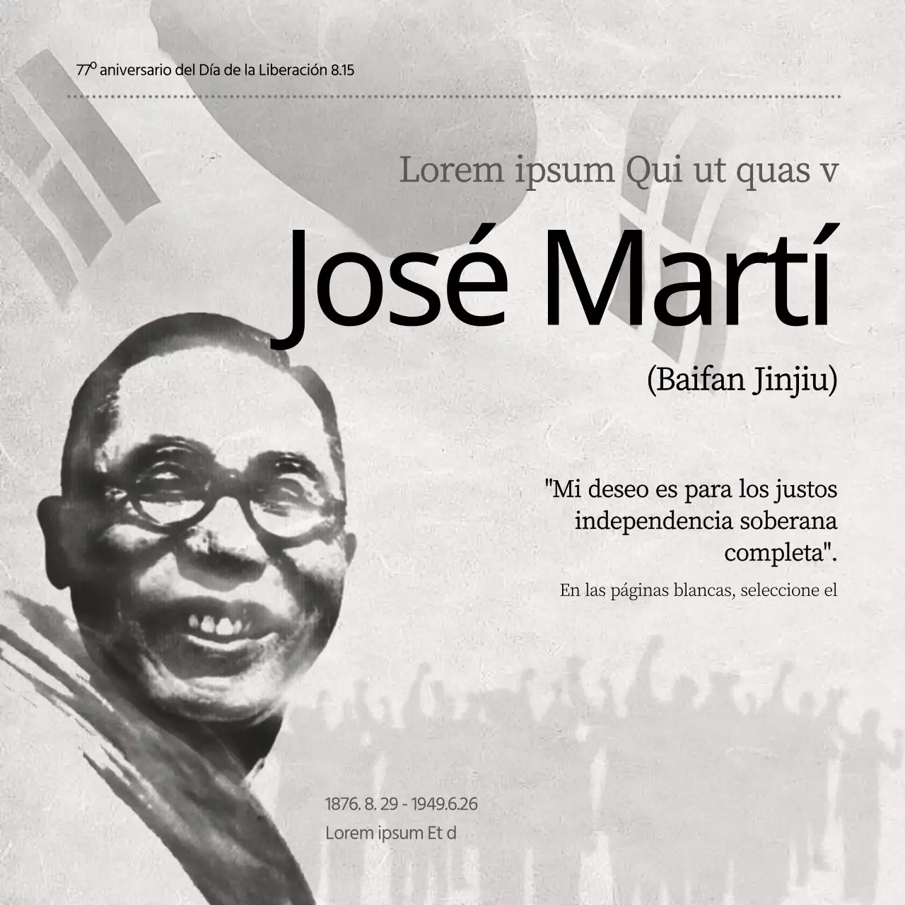 Independentista que se sacrificó por su país Baekbum Kim Gu Día de la Liberación héroe nacional independencia sacrificio patriota