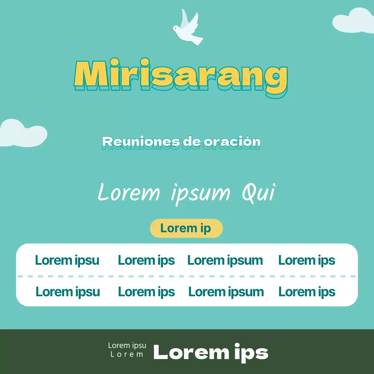 Linda promoción de reunión de oración de iglesia con ilustración azul