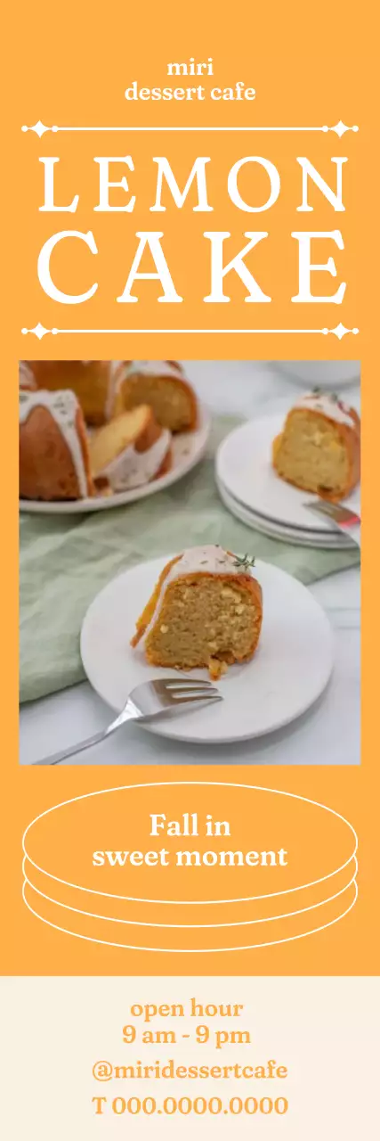 A banner with a photo of a cake on a yellow background and an emphasized title with a line through it