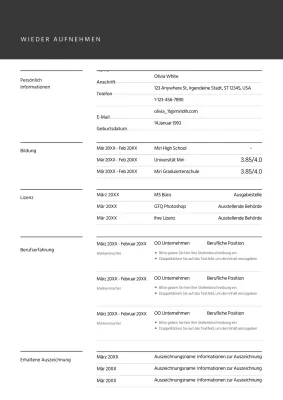 Ein graues, einfaches Konzept Lebenslauf-Formular