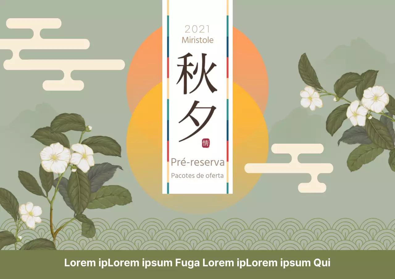 Conjunto de presentes Obon com aviso de pré-reserva com ilustrações orientais vintage