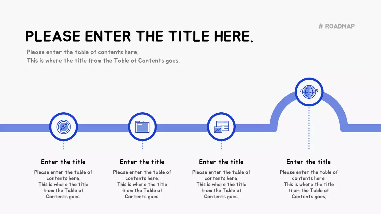 Simple roadmap chart design in blue and navy blue