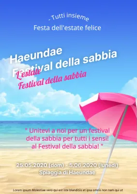 Semplice poster promozionale di un festival estivo con scena di mare