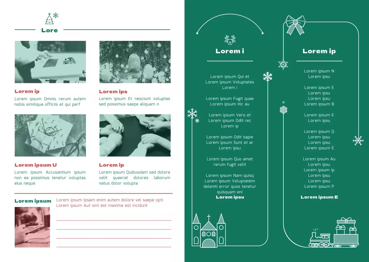 Faltblatt in grüner Farbe für kirchliche Weihnachtsveranstaltungen