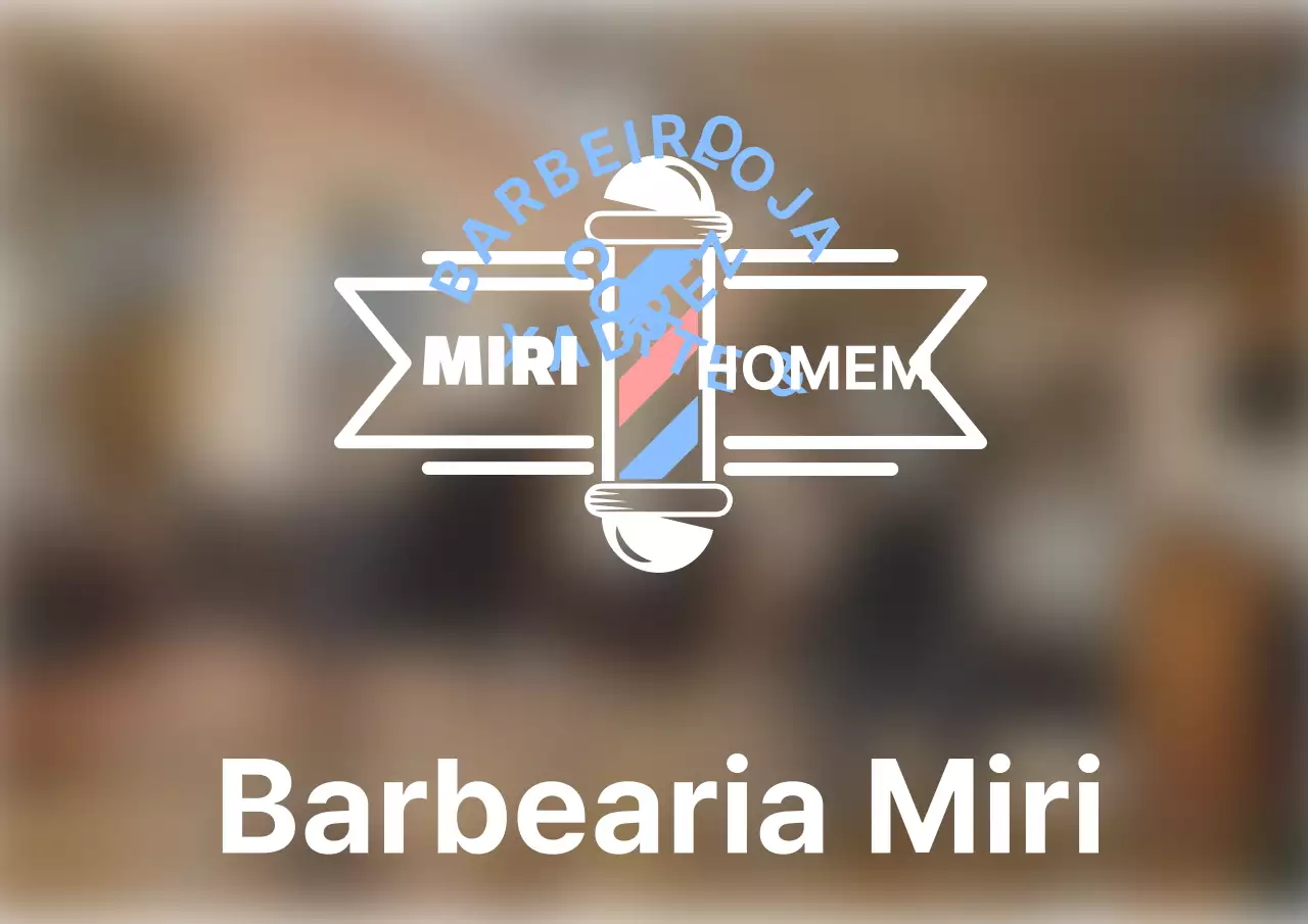 Desenho de barbearia com ilustrações simples em branco e azul