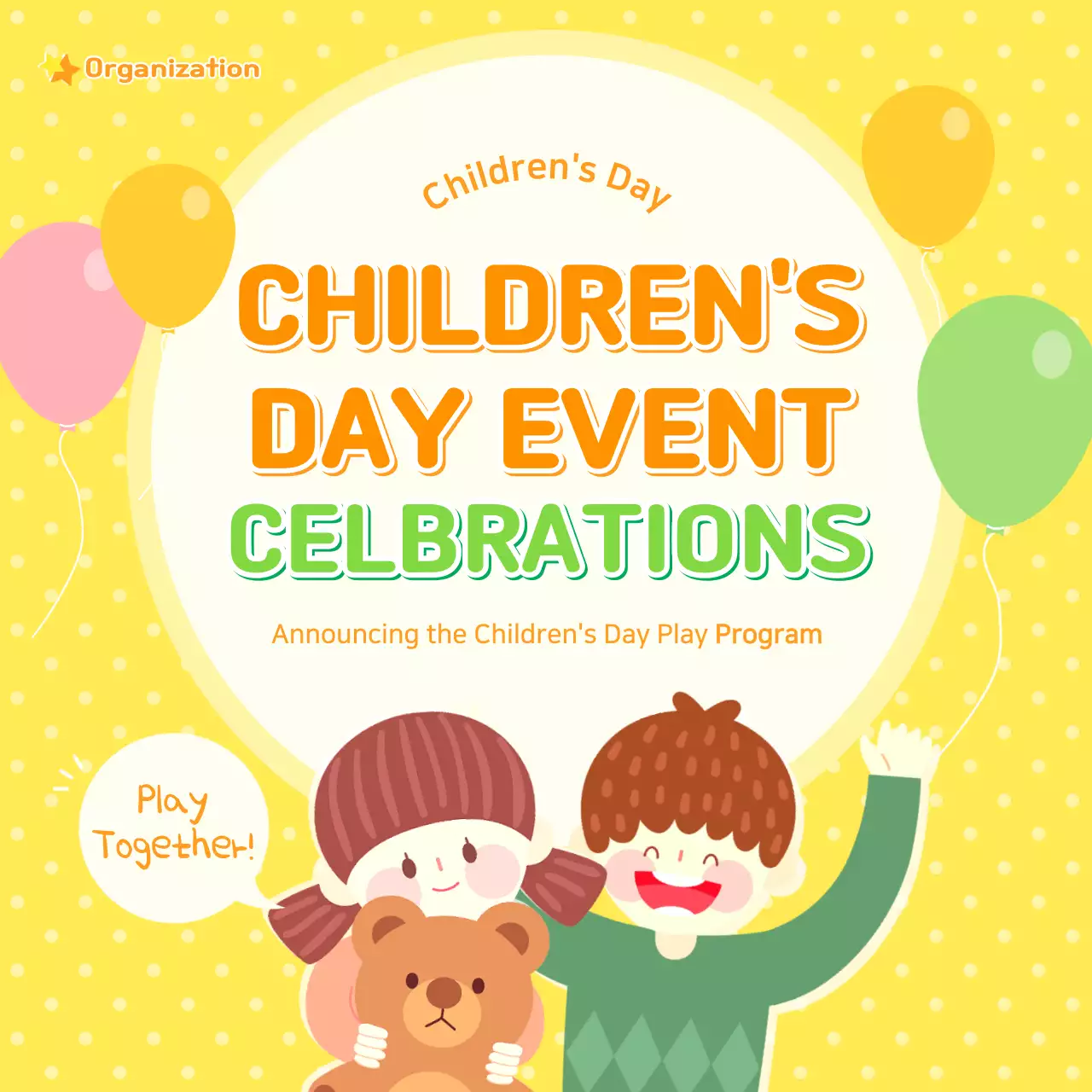 Yellow Playful Children's Event Announcement Instagram Carousel