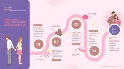 Infografik zum Valentinstag mit einem rosa und violetten Konzept