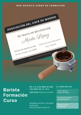 Turquoise Brown Cute 3D Bean Illustration Barista Training Class Recruitment Webposter